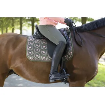 Podsedlová dečka - Classic Polo Allover - HKM - VÝPRODEJ olivově zelená pony všestranná