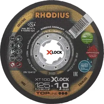 Řezný kotouč Rhodius 211322 | Řezný kotouč 125 x 1,0 x 22,23 mm, XT100 EXTENDED X-LOCK