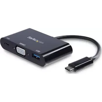 Notebook StarTech Multiport video adaptér USB-C na VGA USB-A PowerDelivery 60W černá (CDP2VGAUACP)