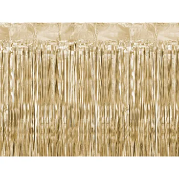 Party dekorace Zlatá saténová párty závěsová dekorace 100x200 cm – luxusní třásně