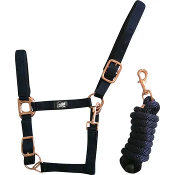 Set ohlávka s vodítkem EQUESTRO ROSE GOLD hnědá FULL