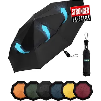 Deštník Chakipee Kompaktní Cestovní Deštník – Větruodolný a Skládací černý