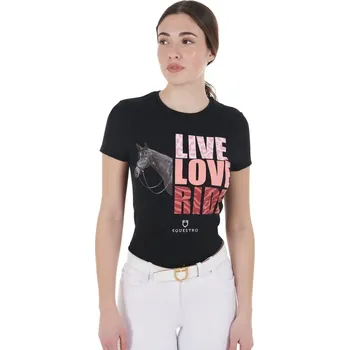 Dámské tričko Equestro Live Love Ride černá XS