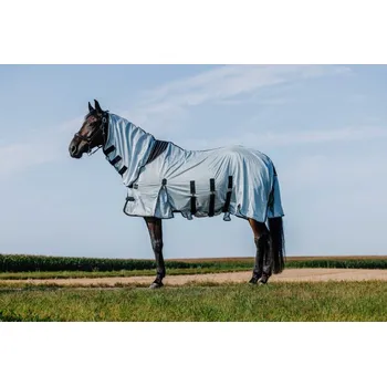 Deka pro koně Deka proti hmyzu s krkem RIDING WORLD Belly Černobílá "zebra" 145 cm