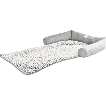 Pelíšek pro psa ROZBALENO - Šedý pelíšek s opěrkami a měkkou dekou - 108x66 cm (Toto zboží je vybalené z původního obalu. Pelech je nepoškozený)