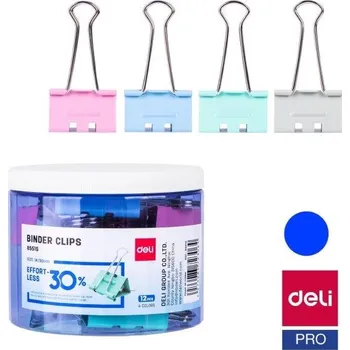 Spona do sešívačky Binder clip 50mm, 12ks "BEZ NÁMAHY" DELI