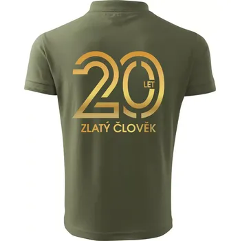 Pánská košile 20 let zlatý člověk - Polokošile pánská Pique Polo 203 - S ( Khaki )