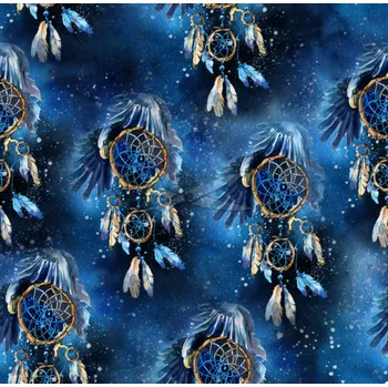 Bavlněná teplákovina šíře 160cm - Lapač na modré (50cm)