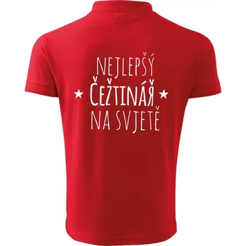 Pánská košile Nejlepší češtinář na světě - Polokošile pánská Pique Polo 203 - 4XL ( Červená )