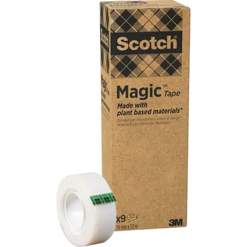 Lepicí páska 3M Scotch Magic Green Choice, lepicí páska bankovní popisovatelná 9 ks, 19x33 m, 100% recyklovaná