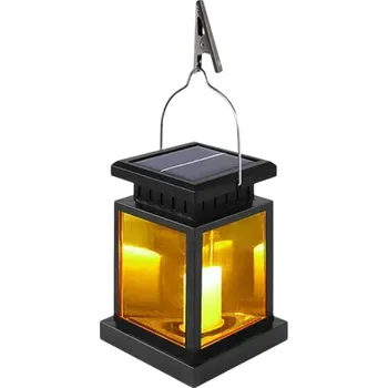 Solární LED lucerna 12,5 × 9 cm s 1 LED svíčkou IP65 Venkovní závěsné světlo ABS plast Světlo na balkon Terasa Zahrada Baterie 600 mAh Háček Klip