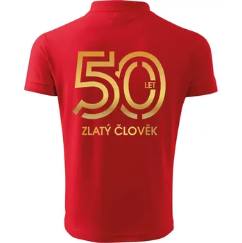 Pánská košile 50 let zlatý člověk - Polokošile pánská Pique Polo 203 - L ( Červená )