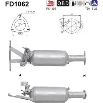 Filtr pevných částic Filtr sazových částic, výfukový systém AS FD1062