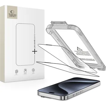 Náhradní díl pro mobilní telefon 2ks v balení, set ochranných skel, Tech-Protect Quick Set+ 2-Pack iPhone 15 Pro Black
