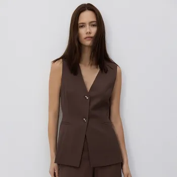 Dámské sako Reserved - Dlouhá vesta s viskózou - hnědá - 259FT-88X - 259FT-88X-L