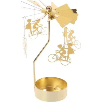 Svícen Kovový rotující svícen 13 x 8 cm s cyklistickým motivem Vánoční dekorace Stojánek na čajovou svíčku Otočný svícen na stůl Dárek