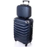 Tmavě modrá sada (taška+kufr) skořepinových kufrů "Premium" - vel. XL+S