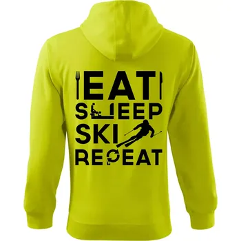 Pánská móda Eat sleep ski repeat - Mikina s kapucí na zip trendy zipper - S ( Limetková )