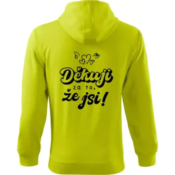 Pánská mikina Psací děkuji za to, že jsi - Mikina s kapucí na zip trendy zipper - L ( Limetková )