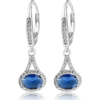 Náušnice Stříbrné visací náušnice s modrým zirkonem - Meucci SS371E