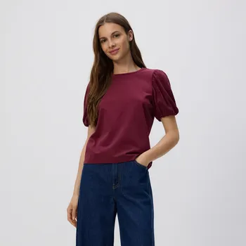 Dámský svetr Reserved - Halenka s ozdobnými rukávy - hnědá - 560GA-83X - 560GA-83X-M