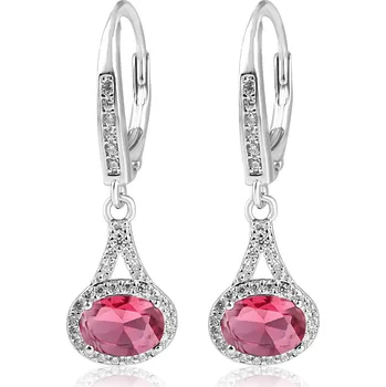 Náušnice Stříbrné visací náušnice s červeným zirkonem - Meucci SS371E