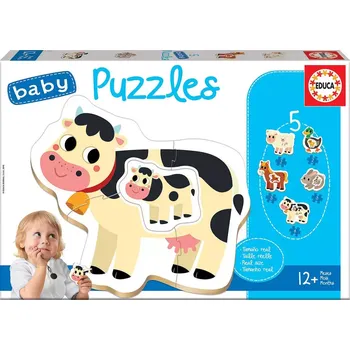 Puzzle EDUCA Baby puzzle Zvířátka na farmě s mláďaty 5v1 (2-4 dílky)
