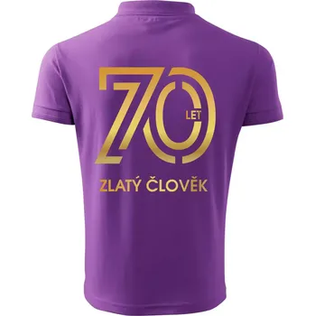 Pánská košile 70 let zlatý člověk - Polokošile pánská Pique Polo 203 - 5XL ( Fialová )