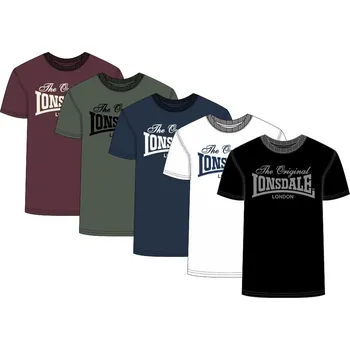 Lonsdale Men's t-shirt regular fit five pack Lonsdale černá | modrá | bílá | kaki | tmavě červená | vícebarevná 3381895