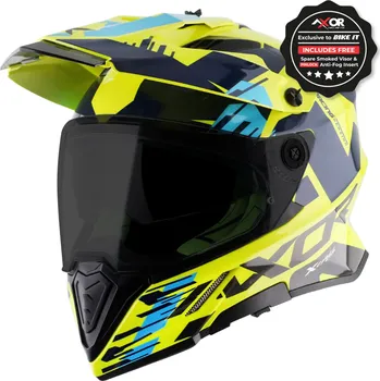 Helma na motorku Axor X-Cross Adventure přilba, neon žlutá/ modrá lesk - XL AXR016