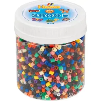 Dětské navlékací korálky HAMA Korálky barevné zažehlovací XL set 3.000ks v plastové doze
