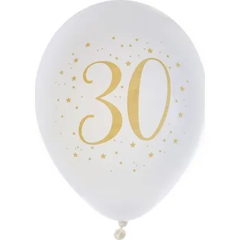 Balónek Santex Balónky latexové "30" bílé 8 ks