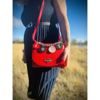 Kabelka Crossbody Bag Love Moschino - červená s doplňky
