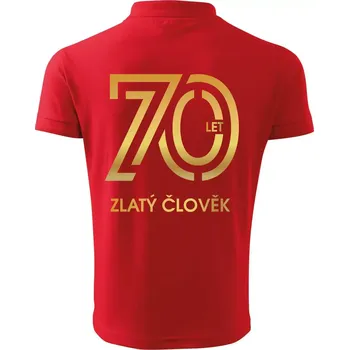 Pánská košile 70 let zlatý člověk - Polokošile pánská Pique Polo 203 - 5XL ( Červená )