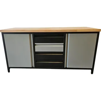 Dílenský stůl Pracovní dílenský stůl / skříňkový s 4 šuplíky / 173x63x87-92 cm Dřevotřísková pracovní deska antracit 38 mm Antracit + Šedá RAL9006