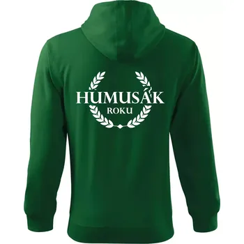 Pánská mikina Humusák roku - Mikina s kapucí na zip trendy zipper - L ( Lahvově zelená )