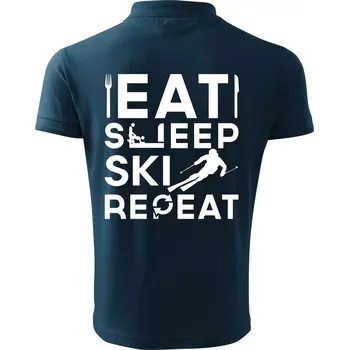 Pánská košile Eat sleep ski repeat - Polokošile pánská Pique Polo 203 - 3XL ( Námořní modrá (velmi tmavá - téměř černá) )