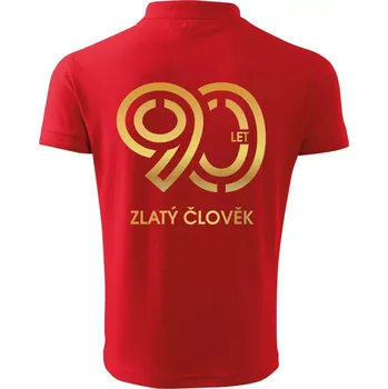 Pánská košile 90 let zlatý člověk - Polokošile pánská Pique Polo 203 - L ( Červená )