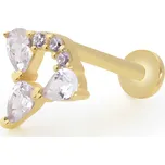 Lillian Vassago Zlatý piercing labreta květ se zářivými zirkony LLV92-GPI085LB