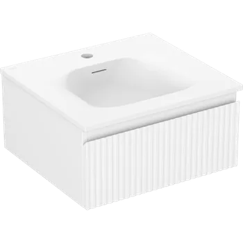 Koupelnový nábytek Mexen Rivel koupelnová skříňka 50 cm s umyvadlem Vela, 1 zásuvka, rýhovaná, bílá mat - 91A20-05023-1-BF01-W23M01 Skříňky s umyvadlem