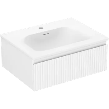Koupelnový nábytek Mexen Rivel koupelnová skříňka 60 cm s umyvadlem Vela, 1 zásuvka, drážkovaná, bílá mat - 91A20-06023-1-BF01-W23M01 Skříňky s umyvadlem