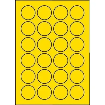 Speciální papír Etikety Print Emy kruh 40mm žluté 24k/A4