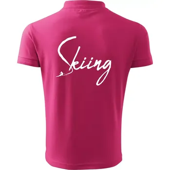 Pánská košile Skiing nápis lyžař - Polokošile pánská Pique Polo 203 - 4XL ( Purpurová )