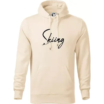 Pánská mikina Skiing nápis lyžař - Mikina pánská Cape s kapucí - 4XL ( Mandlová )