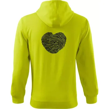Pánská mikina Otisk prstu srdce - Mikina s kapucí na zip trendy zipper - S ( Limetková )