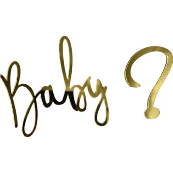 Dortová dekorace nápis s otazníkem 8,7 x 6,3 cm Ozdoba na dort pro odhalení pohlaví miminka