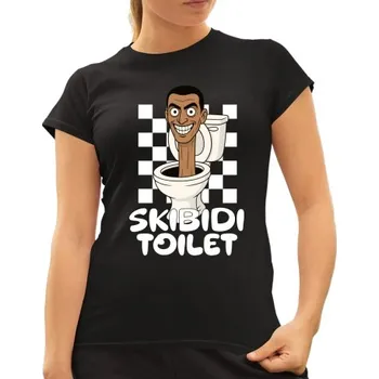 Žertovný předmět Skibidi toilet - Hlava v záchode - dámské tričko s potiskem- Tričkový.cz
