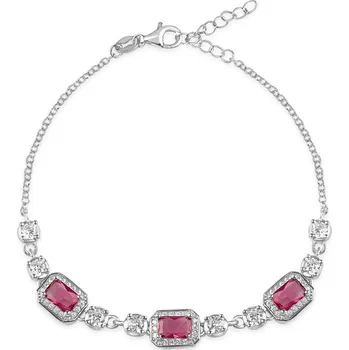 Náramek Stříbrný náramek s červenými a čirými zirkony - Meucci SB237