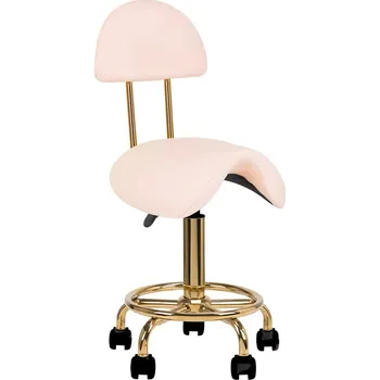 Sedlová kosmetická židle s opěradlem BeautyOne 6001-G růžová 3 barvy