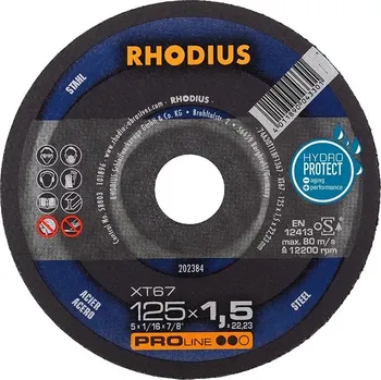 Řezný kotouč Rhodius 204793 | Řezný kotouč 125 x 1,5 x 22,23 mm, XTK67, vypouklý